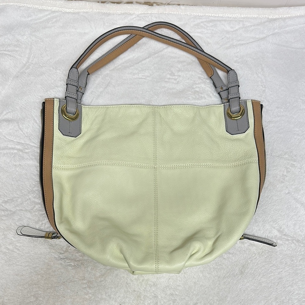 orYANY Cream and Tan Tote Bag with Elegant Design